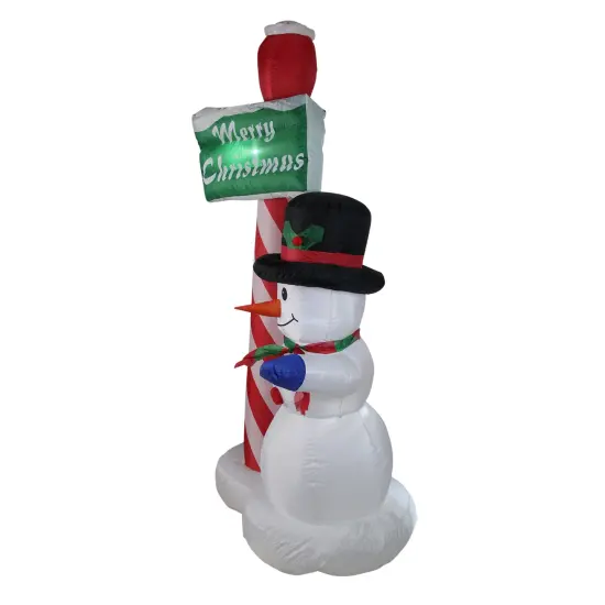 Northlight 6' Inflatable Lighted Snowman with Merry Christmas Sign Christmas Yard Art Decoration White {3}
