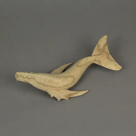 8" Hand Carved Humpback Whale Wooden Sculpture &ndash; Nautical Ocean Decor Figurine {6}