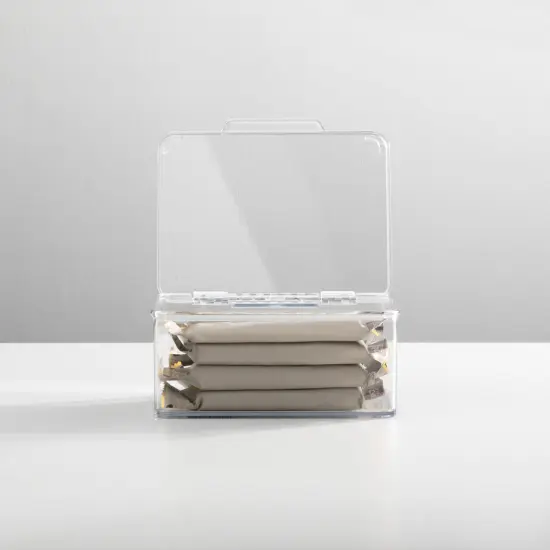 mDesign Plastic Kitchen Pantry Food Storage Bin Box, Lid - 4 Pack - Clear {2}