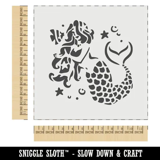 Elegant Mermaid Maiden with Butterfly Fish Wall Cookie DIY Craft Reusable Stencil {1}