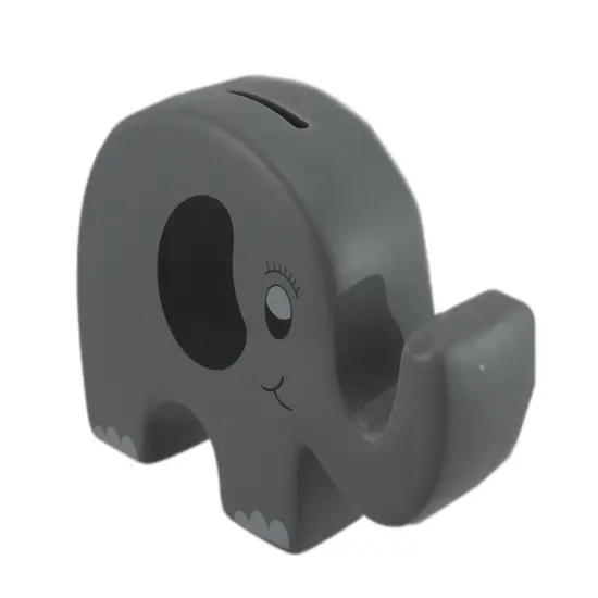 Whimsical Gray Ceramic Elephant Kids Money Bank {3}