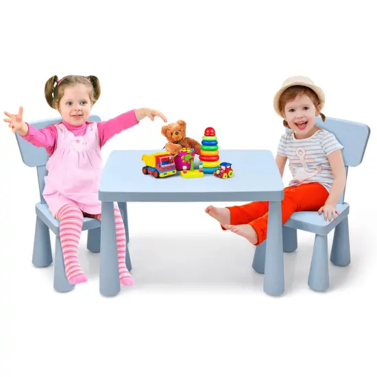 3 Pieces Toddler Multi Activity Play Dining Study Kids Table and Chair Set Blue {5}
