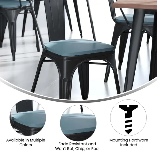 Emma and Oliver Carew All-Weather Durable Polyresin Seat for Colorful Metal Dining Chairs, Counter Stools and Bar Stools Teal-Blue {2}