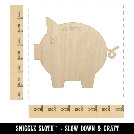 Piggy Bank Solid Unfinished Wood Shape Piece Cutout for DIY Craft Projects {1}