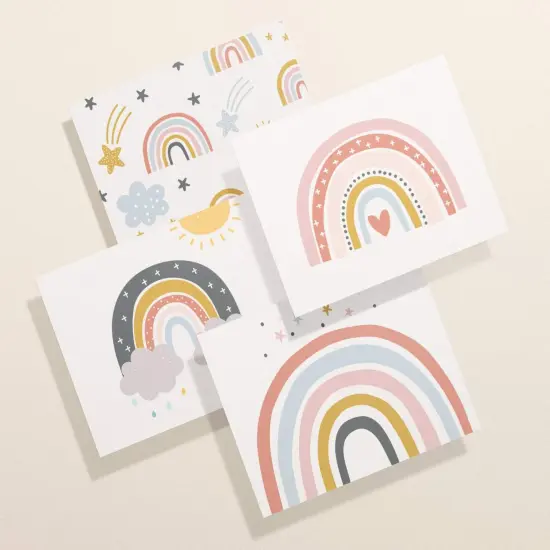 Boho Rainbow Greeting Cards | Baby Shower Rainbow Card Set | Rainbow Card | Colorful Baby Card | Little Girl Card | Recycled Paper Card {1}