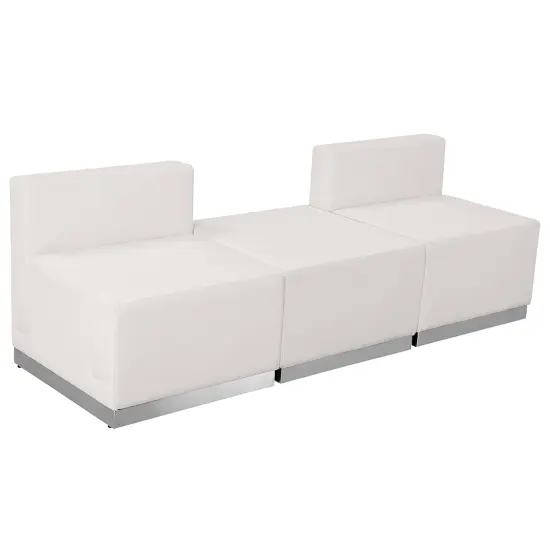 Emma and Oliver Faux Leather Modular Reception Seating Configuration, 3 Pieces Melrose White {1}