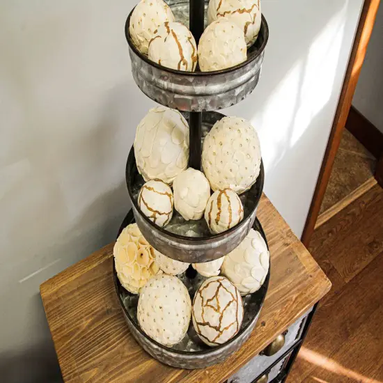 18 Piece Natural White and Brown Exotic Dried Organic Decor Balls {5}