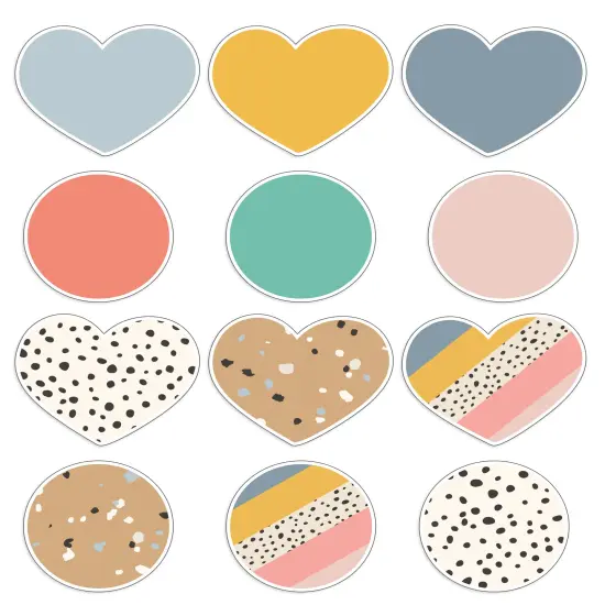 Carson Dellosa We Belong 36-Piece Boho Decor, Pastel and Black and White Hearts and Circle Cutouts for Classroom, Bulletin Board, and Valentine's Day Decorations {1}