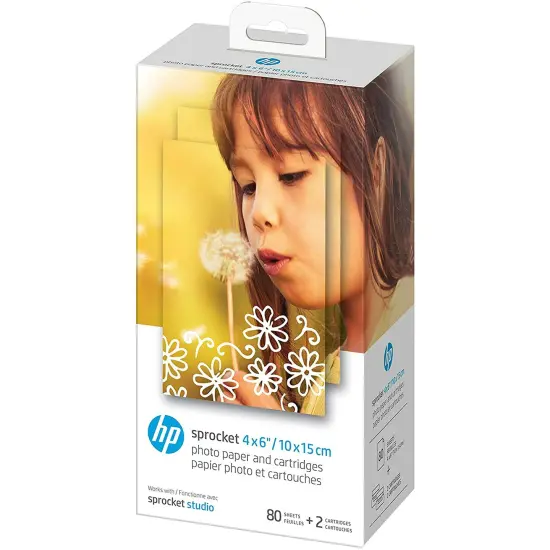 HP Sprocket Studio 4x6 Photo Paper (80 Sheets) & 2 Cartridges for HP Sprocket Studio Printer {1}