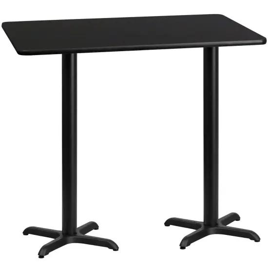 Emma and Oliver 30"x60" Rectangular Laminate Bar Table with 22"x22" Bases Black {1}