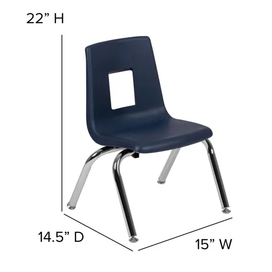 Emma and Oliver Student Stack School Chair - 12-inch Black {10}