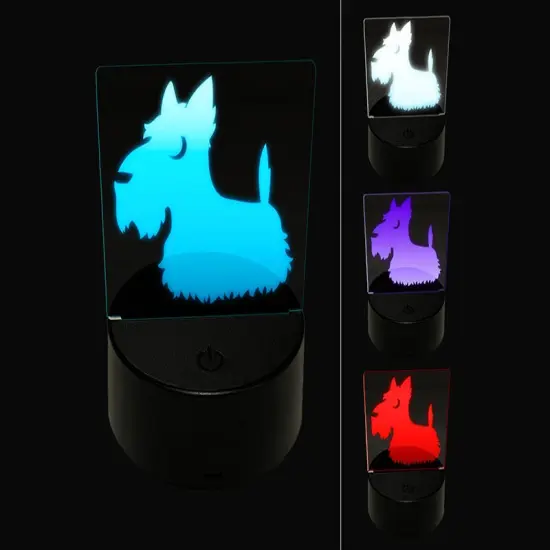 Delightful Cartoon Scottish Terrier 3D Illusion LED Night Light Sign Nightstand Desk Lamp {1}