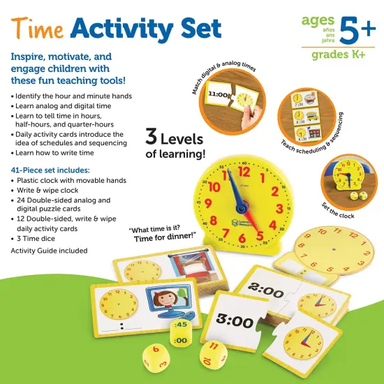 41 Pieces, Ages 5+,Clock for Teaching Time, Telling Time, Homeschool Supplies, Montessori Clock {1}
