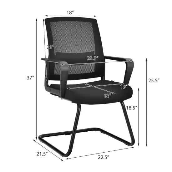 Costway Set of 2/4/6/8/12 Conference Chairs Mesh Reception Office Guest Chairs w/ Lumbar Support {3}