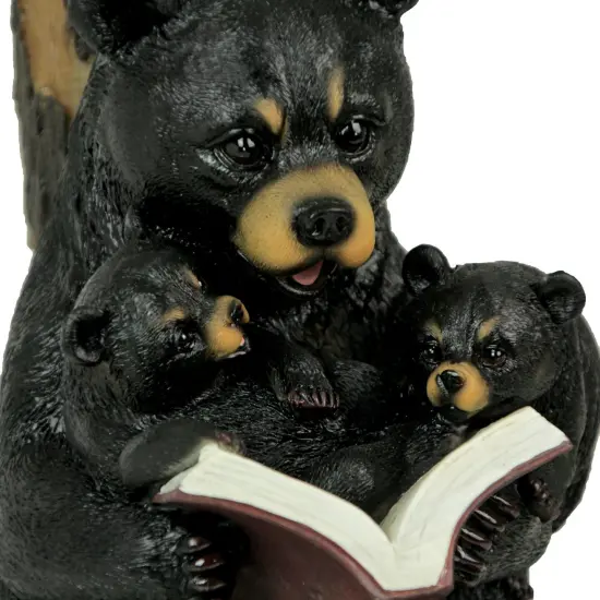 Black Bear Reading to Curious Cubs Table Lamp w/Paw Print Shade {4}