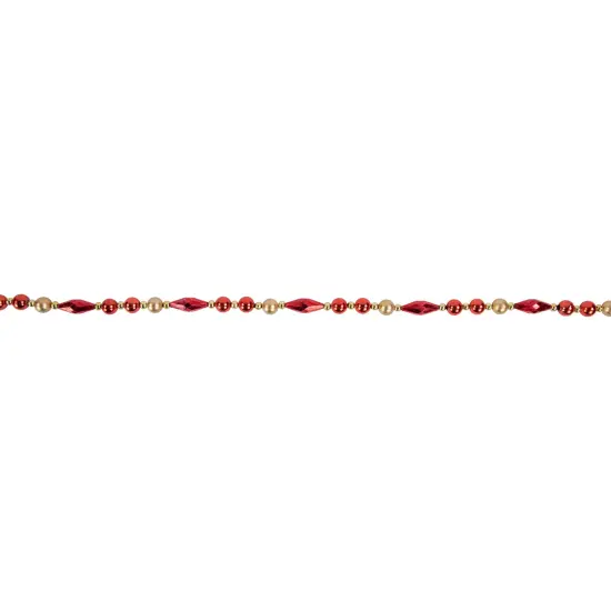 Northlight Shiny and Matte Beaded Christmas Garland - 9' x .5" - Red and Gold - Unlit {6}