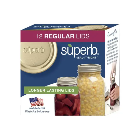 Superb Sealing Solutions Canning Lids, Mason Jar Regular Mouth Lid Toppers Fit Ball and Kerr Jars, 2.75 inch, 12 Count {6}