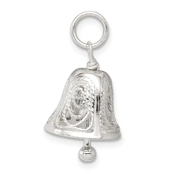 Sterling Silver Bell Charm Pendant Wedding Jewelry 17mm x 12mm {4}