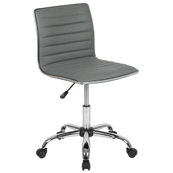 Merrick Lane Amelie Home Office Chair Ergonomic Executive Ribbed Low Back Armless Computer Desk Chair - Base, Frame & Border BlackVinyl/Black {6}
