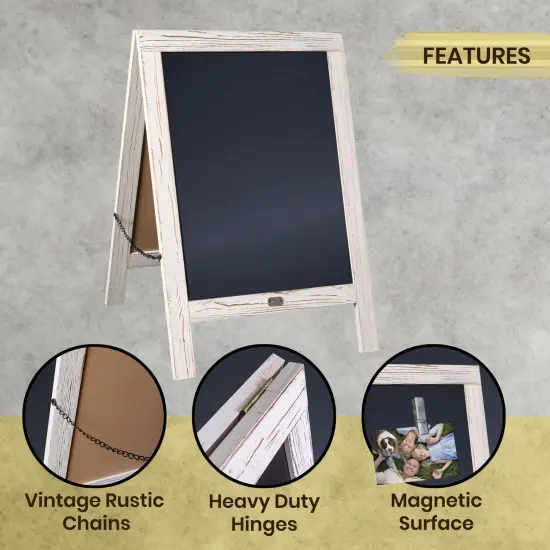 HBCY Creations Magnetic A-Frame Chalkboard Deluxe Set / 8 Chalk Markers + 10 Stencils + 2 Magnets Outdoor Sidewalk Chalkboard Sign / Large 48" x 24" {2}