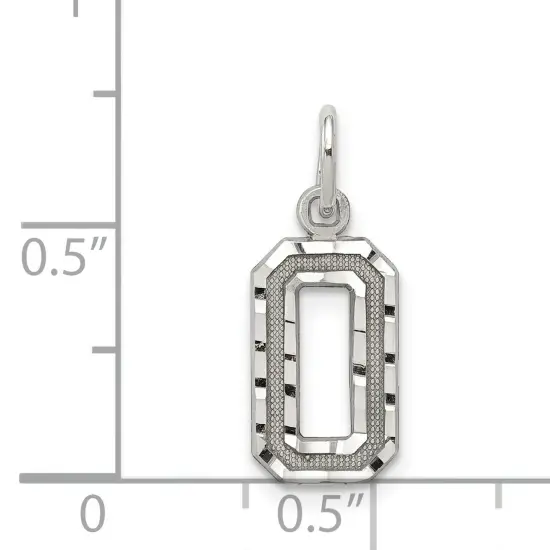 Sterling Silver Small #0 Charm Number Pendant Jewelry 20mm x 7mm {3}