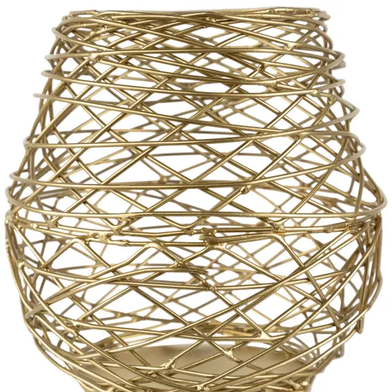 Northlight Small Woven Iron Votive Candle Holder - 6.25" - Brass Finish Bronze {7}