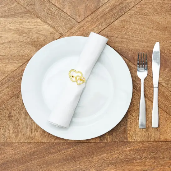 Valentine's Day Gold Heart Napkin Rings Set of 6 {6}