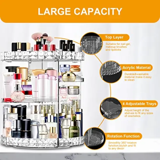 Makeup Organizer 360 Degree Rotating 7 Adjustable Layers Large Capacity Cosmetic Organizer Transparent Make Up Organizers and Storage {1}