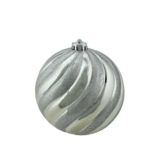 Northlight Shatterproof Swirl Christmas Ball Ornament - 5.5" (140mm) - Silver {1}