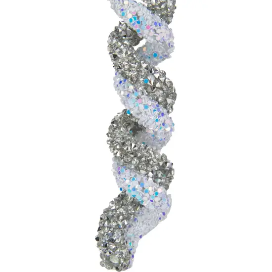 Northlight Glitter Spiral Twist Icicle Christmas Ornament - 7" - Silver and Blue Gray {5}