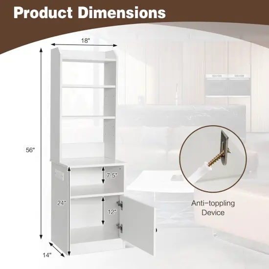 6-Tier Bookshelf with Charging Station and Storage Cabinet White {3}