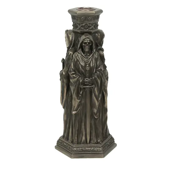The Deaths Macabre Triple Skeleton Grim Reaper Single Taper Candle Holder {1}