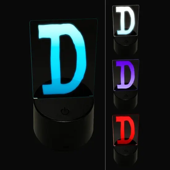 Letter D Uppercase Cute Typewriter Font 3D Illusion LED Night Light Sign Nightstand Desk Lamp {1}