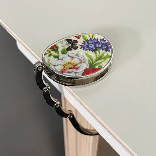 Wrapables Stylish Purse Hook Hanger, Foldable Handbag Table Hanger, Spring Floral {3}