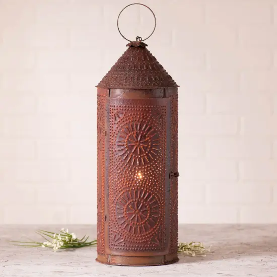 Irvin's Country Tinware 22-Inch Chimney Lantern in Rustic Tin {3}