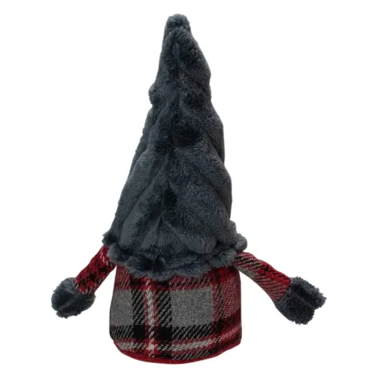 Northlight Plush Plaid Standing Christmas Gnome - 9" - Red and Gray {5}