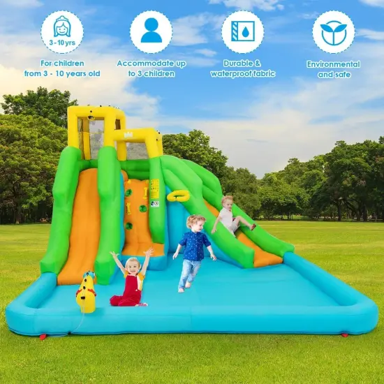 Inflatable Water Park Bounce House with Climbing Wall without Blower {2}