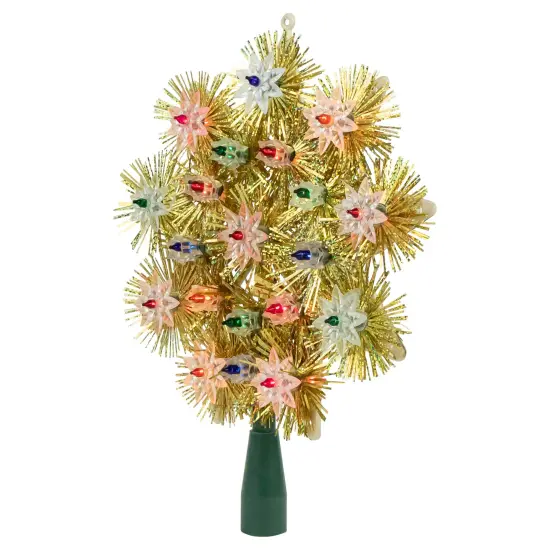 Northlight 8" Lighted Gold Retro Tinsel Snowflake Christmas Tree Topper - Multi Lights {5}