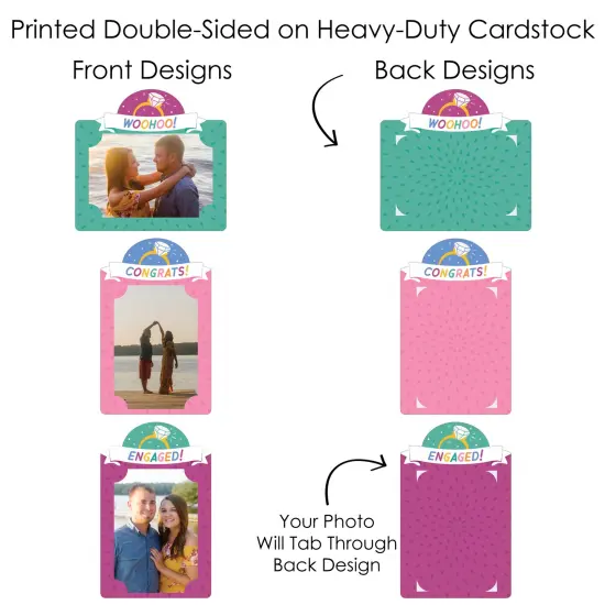 Big Dot of Happiness Just Engaged - Colorful - Engagement Party Picture Centerpiece Sticks - Photo Table Toppers - 15 Pieces {7}