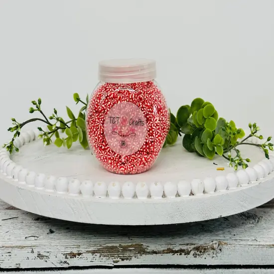 150g 5mm Red/White Peppermint Polymer Clay Sprinkle Mix - Perfect for Fake Bakes, Clay Art, Slime - Festive, Joyful, and Playful {6}