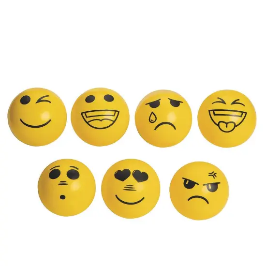 Inflatable Vinyl Emoji Balls, 6" (Set of 7) {3}