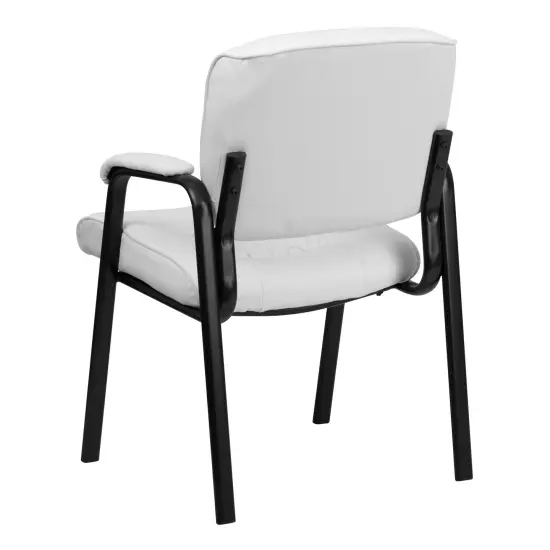 Emma and Oliver Faux Leather Executive Reception Chair with Powder Coated Frame WhiteLeaSoft/Black {4}
