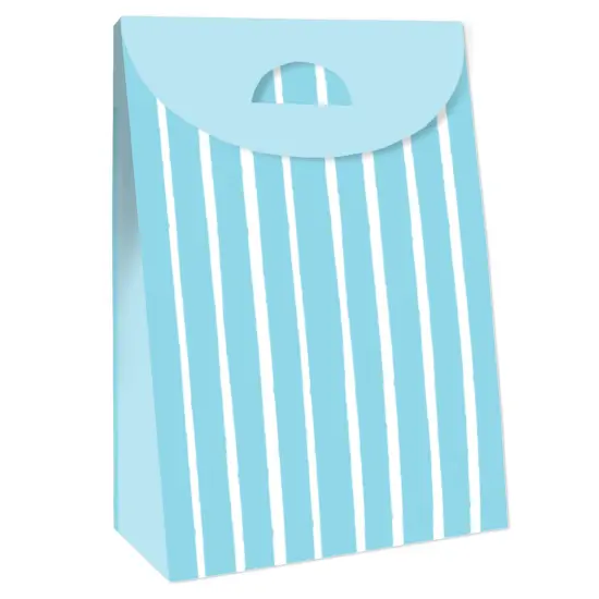 Big Dot of Happiness Blue Stripes - Simple Gift Favor Bags - Party Goodie Boxes - Set of 12 {4}