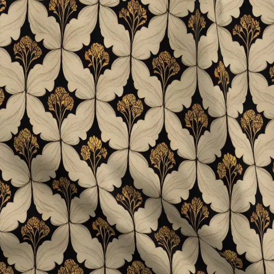 Various Fabrics by the Yard or Fat Quarter Victorian Flowers Art Nouveau Moody Botanical Art Deco William Morris Inspired Leaves Black Beige Custom Printed Fabric by Spoonflower {5}