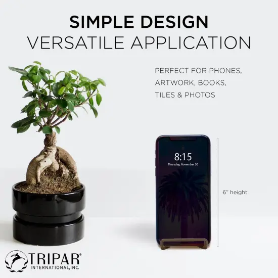 Square Metal Wire Stand, Mahogany Finish (3-Inch Depth) Tabletop Easel Sleek & Modern Look - Perfect for Books, Plates, Photos & More {5}