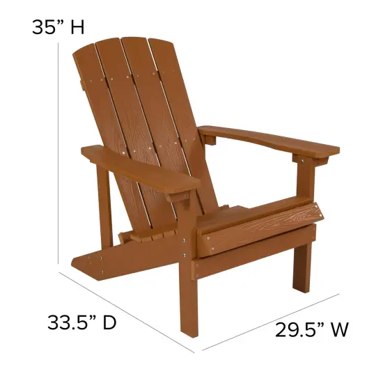 Merrick Lane Set of 2 Riviera All-Weather Adirondack Patio Chairs with Matching Side Table Teak {5}