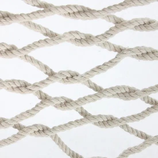 Northlight Lattice Macrame Netted Hammock with Wooden Bars - 78" x 59" - White {7}