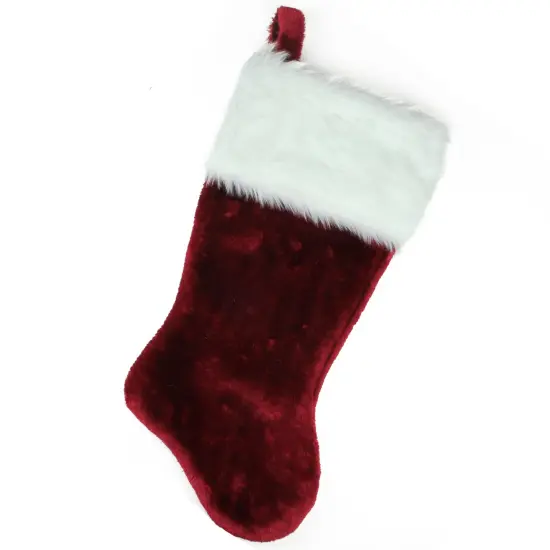 Northlight Traditional Christmas Stocking with Cuff - 20" - Burgundy and White Red {3}