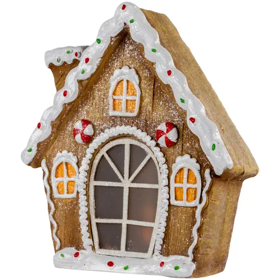 Northlight LED Lighted Frosted Gingerbread Peppermint Christmas House - 12.5" Brown {5}