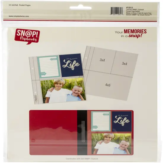 Simple Stories Sn@p! Pocket Pages For 6"X8" Flipbooks 10/Pkg-(1) 4"X6" & (2) 3"X4" Pockets {2}